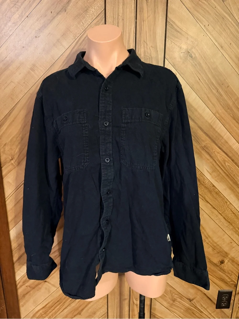 The North Face Mens Large Black Vintage Y2K Long Sleeve Button Hiking Shirt